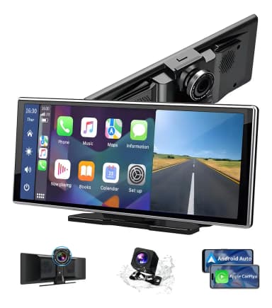 ALGONETO Estéreo Portátil 11,26" con CarPlay y Cámara de Tablero