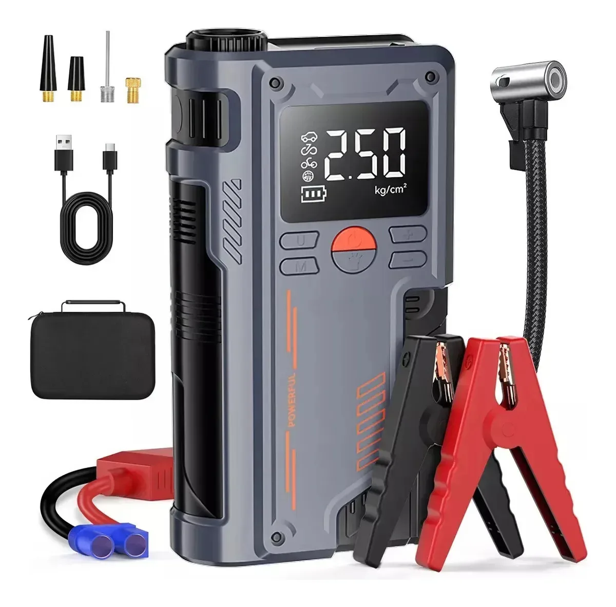 Arrancador de Batería 8000 mAh 12 V con Inflador