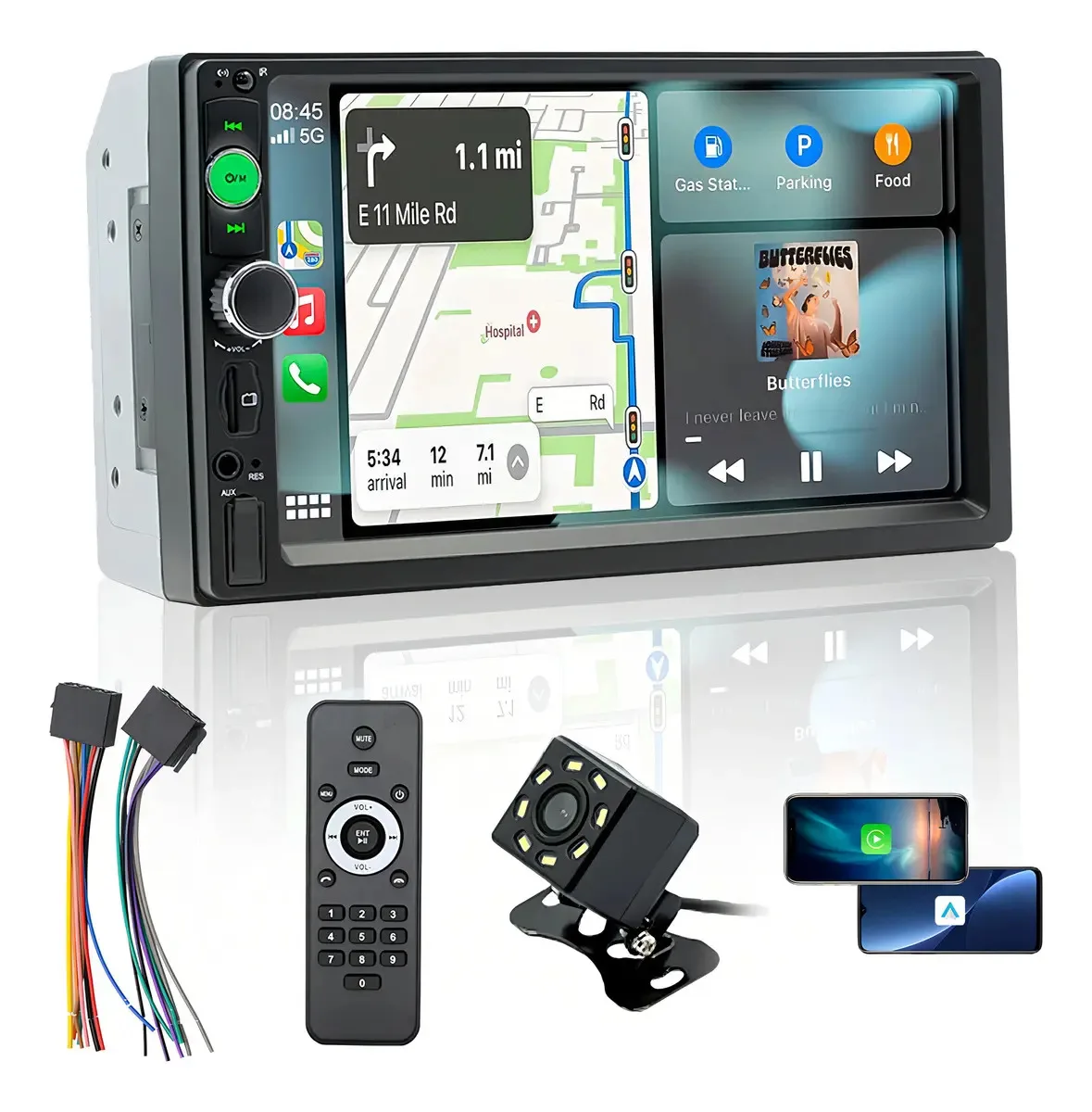 Aumots Central Multimedia 2 DIN 7" con CarPlay y Android Auto