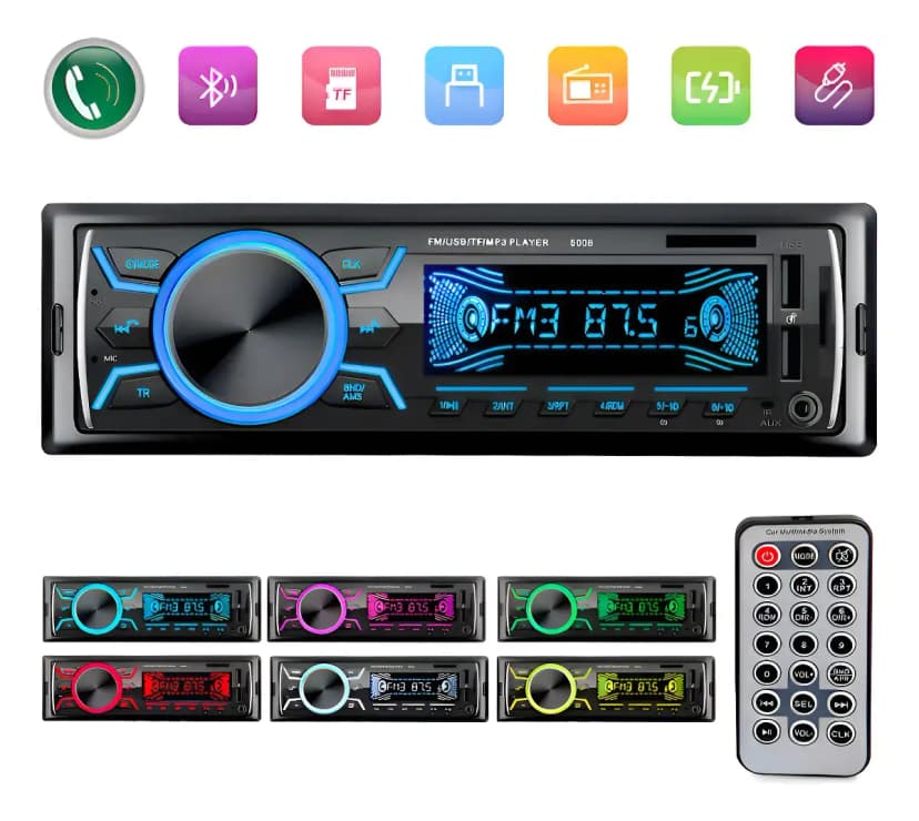 Autoestéreo 1 DIN MP3 con Bluetooth y Asistente de Voz