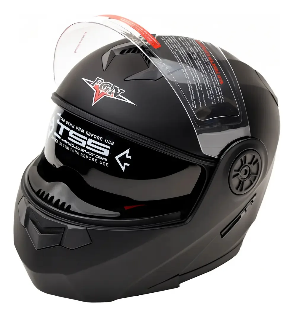 Casco para moto rebatible FGN 862 negro brillante abatible talla XXL