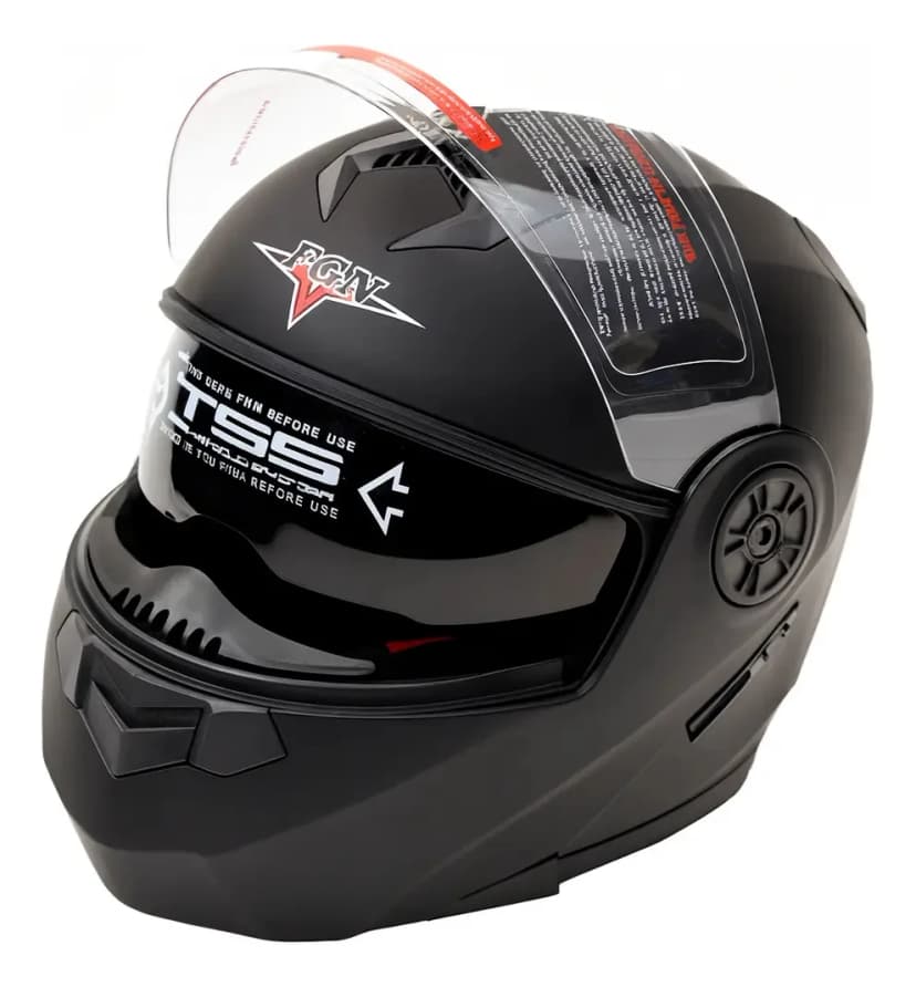 Casco para moto rebatible FGN 862 negro brillante abatible talla XXL